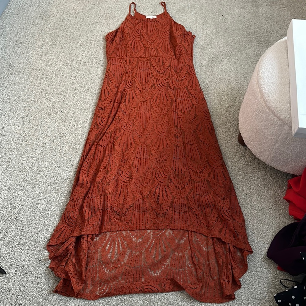 Maurices burnt orange lace dress. Size medium.
